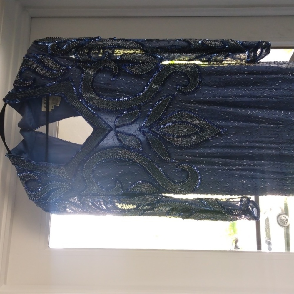 Vintage black tie 100%silk 100%rayon party dress